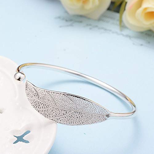 Dukars Remember I Love You Mom Premium Stainless Steel Cuff Bangle Bracelet,Jewelry Gifts for Mom from Daughter Son (Leaf Bracelet) - Thumbnail 2