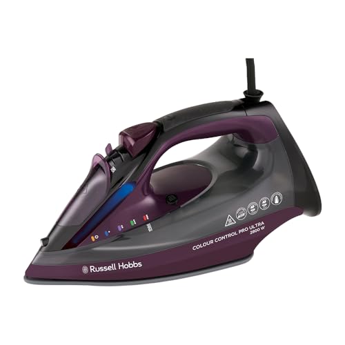 Russell Hobbs steam iron, ceramic non-stick sole, 195 g steam boost, 50 g continuous steam, 380 ml water tank, self-cleaning, anti-scale, color control technology, 2800 W, 27281-56