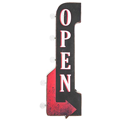 American Art Decor Open Light Up Arrow LED Sign for Bar, Garage or Man Cave