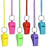 Rhode Island Novelty 2 Inch Neon Whistle Necklaces, One Dozen per Order