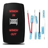 Xislet Winch Rocker Switch for UTV ATV RZR 800 900 XP 1000 Turbo Ranger General 1000 Momentary(3 Position) Winch IN/OUT Can-Am with Jumper wires and Instruction (7-Pin 12/24V DPDT)