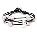 Cultured Freshwater pearl Wrap Bracelet on Multi Strands Leather Beaded Jewelry for Women by Aobei Black Leather & White Pearl