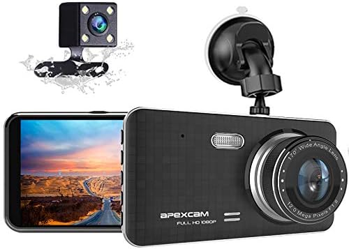 Apexcam Cámara Coche Dash CAM 4.0" IPS 1080p FHD Lente Doble Conducir