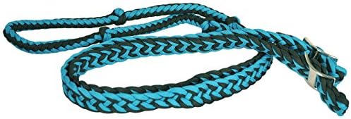 Braided Barrel Rein Adjustable With Rolled Knotted Handhold 8' (Teal/Black)