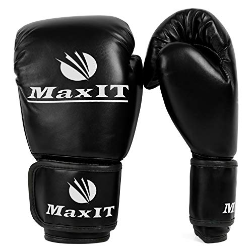 MAXIT Boxing Gloves for Training Kickboxing Punching Bag Mitt Sparring MMA Muay Thai or Fighting Sports - Black 16oz - Thumbnail 2