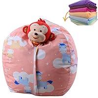 WDXIN Kid Stuffed Storage Bean Bag Chair Plush High Capacity Canvas Material for Storing Plush Toys, Clothes, Towels, etc,A,22inches