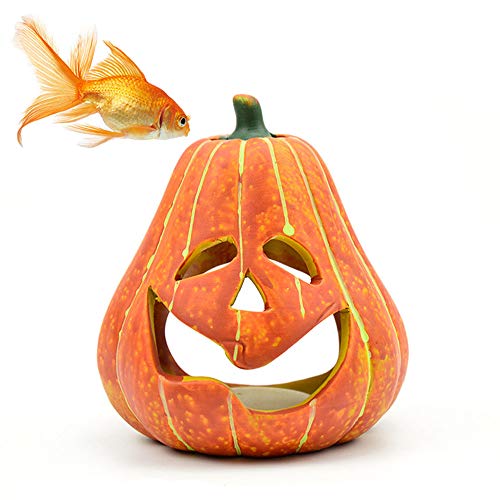 HenryDong Handmade Ceramics Pumpkin Aquarium Décor Ornaments, 3 Pack, 1 Pack, Fish Tank Safe Decorations, Flameer Turtles Hiding Hole Cave, Table Accessories Decor Reptile Box Shelter Habitat