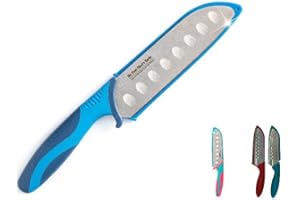 MADE FOR ME Cooking with Kids - My First Chef's Knife for Children - (Royal/Navy) w/Protective Safety Sheath - German Stainless Steel - Curved Finger Shield - Choose from a variety of styles and colors!