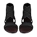 Feshare Womens Summer Flat Sandals Elastic Ankle Strap Open-Toe Gladiator Black Blue