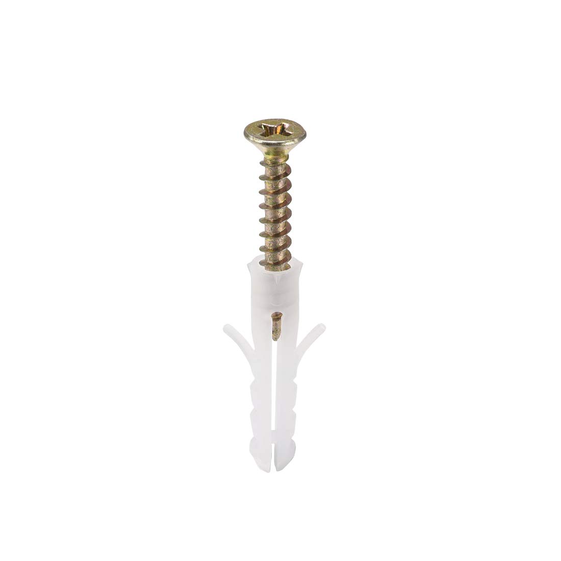 sourcing map 5x25mm Plastic Expansion Tube for Drywall with Color Zinc Screws White 20pcs