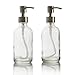 California Home Goods 2 Pack, 8 oz. Liquid Soap Dispenser, BONUS PUMP included, Refillable Round Clear Glass Bottle, Perfect for Liquid Soap, Essential Oils and Lotions, By