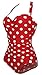 1950s Retro Red Vintage One Piece Monokini White Polka Swimsuits Swimwear 2XL(US10)
