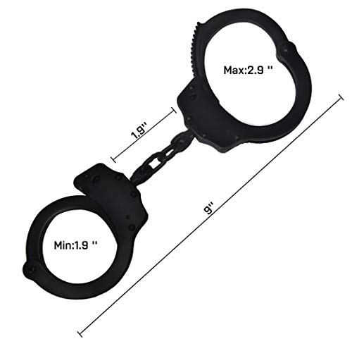 GFIRE Metal Handcuffs Professional Grade Double Lock Carbon Steel in Black Perfect for Training and Daily Use - Thumbnail 3