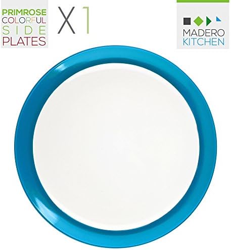 Primrose Colorful Side Plates X1 BLUE by Madero Kitchen - Single MEDIUM SIZE Ceramic Plate - 8.2 Inches - 100% Secure Packaging - BEAUTIFUL DESIGN!