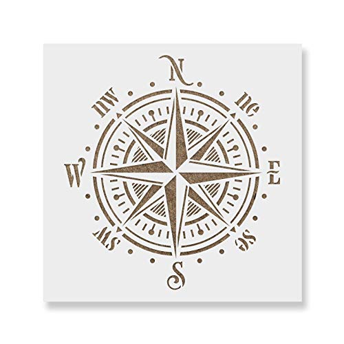 Compass Rose Stencil Template - Reusable Stencil with Multiple Sizes Available