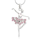 SoulBreezeCollection Light Pink Dancing Ballerina Dancer Ballet Dance Pendant Necklace Charm (Pink)