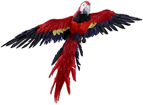 Impressively Realistic Majestic Artificial Flying Parrot with Attached Wire on Feet for Displaying and Embellishing