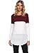 Sherosa Women's Summer Contract Color Long Sleeve Long Length T shirts Striped Tops (Wine Red,M) …