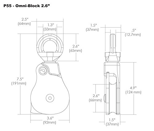 Omni Rigging Block Swivel 2.6" Material Handling Pulley Loss Proof ASME Certified - Thumbnail 7