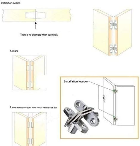 Pair of 44mm Hidden Cabinet Hinge Stainless Steel Invisible Door Hinges Concealed Barrel Wooden Box Leaf Height 1-3/4'' - Image 4