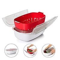 Hamkaw Microwave Steamer, Microwave Oven Vegetable Steamer with Lid Food Grade PP Dishwasher Safe Detachable Universal Rapid Cook Container Healthy Food Cooker for Kitchen