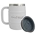 EcoVessel Double Barrel Double Wall Insulated Stainless Steel Beer and Coffee Mug with Lid, 16 ounces, Whiteout