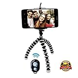 Flexible Tripod Stand with Bluetooth Remote for iPhone Android Galaxy Samsung Smartphone & Camera Best Quality Compact Lightweight Mini Inexpensive