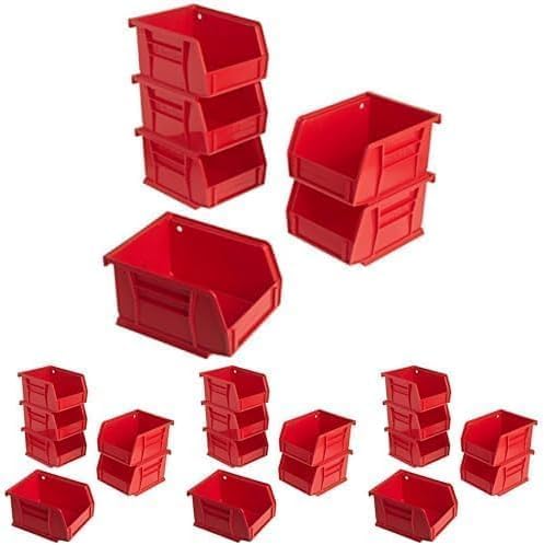 Akro-Mils 30210 AkroBins Plastic Storage Bins, Space-Saving Stackable Bins for Garage, Pantry, Craft Organization, 5" x 4" x 3", Red, (Pack of 24) Image