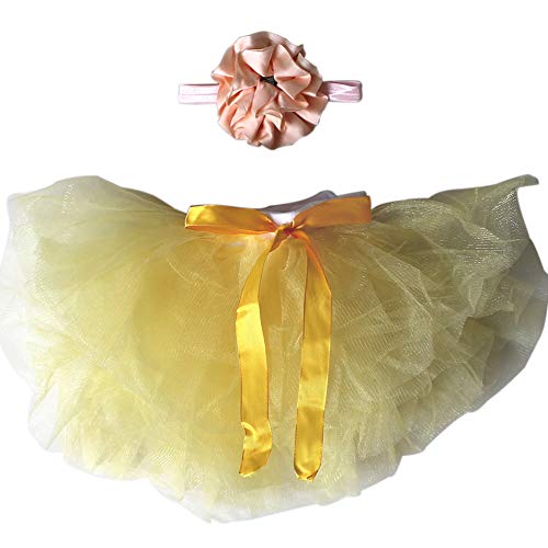 HugeStore Baby Newborn Infant Photo Photography Prop Costume Outfits Tutu Dress Skirt Suit Headband Set Yellow
