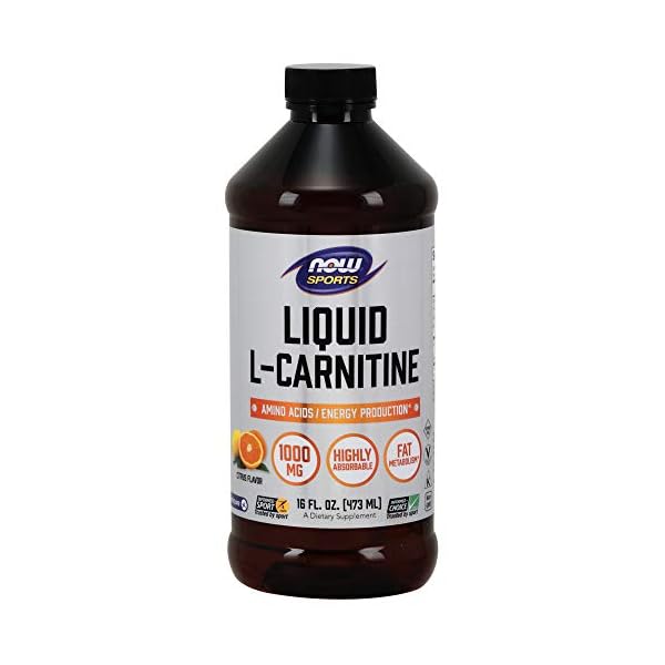 NOW Sports Nutrition, L-Carnitine Liquid 1000 mg, Highly Absorbable, Citrus, 16-Ounce