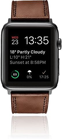 Apple Watch Band 42mm Leather, Hirotech Genuine Leather iWatch Strap Replacement Band with Stainless Metal Clasp for Apple Watch Series 3 Series 2 Series 1 Sport &amp; Edition, (Dark Brown - 42mm)