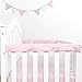TILLYOU 2-Pack Padded Baby Crib Rail Cover Protector Safe Teething Guard Wrap for Narrow Side Crib Rails(Measuring Up to 8