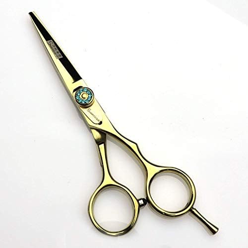 散髪カッターばさみ 美容師はさみ5 5 無料 ゴールド理髪店プロフェッショナルヘアカットはさみスプリングテンション調整可能