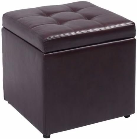 SZ5CGJMY ® Saving Space Ottoman Pouffe Storage Single Seat Toy Box Foot Stool Faux Leather (Brown)