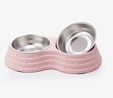 KuTi Kai Double Dog Bowls with Removable Stainless Steel Bowls Pink Medium view 3