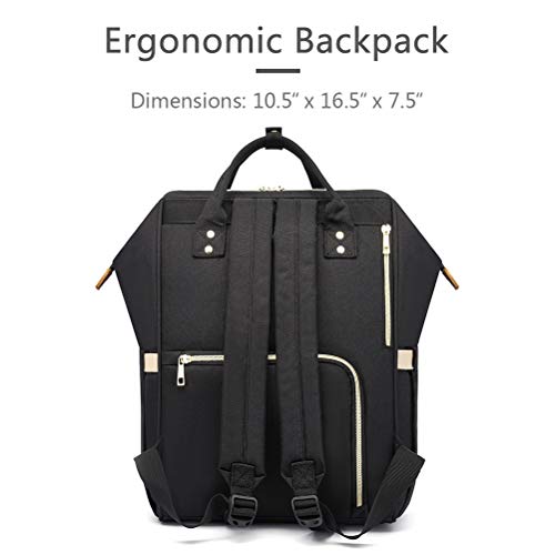 HaloVa Diaper Bag, Mommy Daddy Travel Backpack, Large Capacity Multi-function Baby Nappy Bag, Black - Thumbnail 4