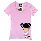 Harajuku Lovers Women's Cotton Top Short Sleeve T Shirt (X-Large, Pink)