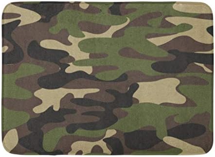 Emvency Doormats Bath Rugs Outdoor/Indoor Door Mat Beige Camoflauge Camouflage Pattern Military Woodland Classic Camo Brown Camoflage Bathroom Decor Rug Bath Mat 16" x 24"