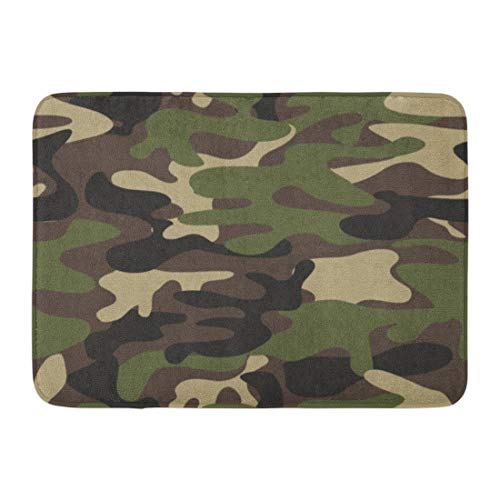 Emvency Doormats Bath Rugs Outdoor/Indoor Door Mat Beige Camoflauge Camouflage Pattern Military Woodland Classic Camo Brown Camoflage Bathroom Decor Rug Bath Mat 16" x 24"