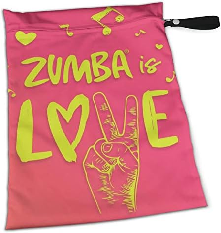 I Love Zumba Pink Workout Laundry Reusable Wet Dry Separation Travel Beach Gym Tote Bags Wet Dirty Clothes and Wet Wipe Holder for Diaper Packing Bag Pads Hanging