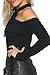 Prograce Women Sexy Knitted Lace Up Halter Bodysuit Off Shoulder Fitted Leotard Tops