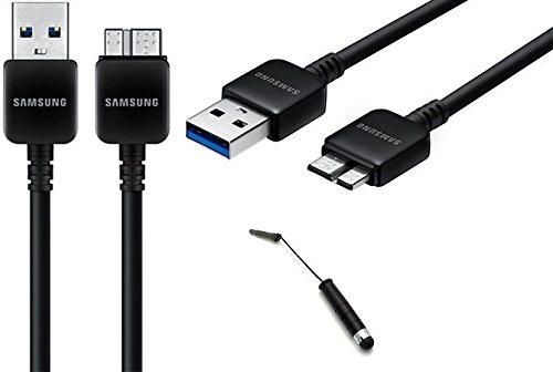 OEM Black Samsung 5 foot Micro USB 3.0 Data Sync Charging Cable for Galaxy S5 & Note 3 ET-DQ11Y1BE + Mini Stylus