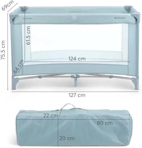 KikkaBoo Cuna de Viaje SO Gifted, Cuna Bebe 120x60 cm hasta 15 kg, Parque Plegable con Bolsa de Transporte, Ligera y Compacta, Menta