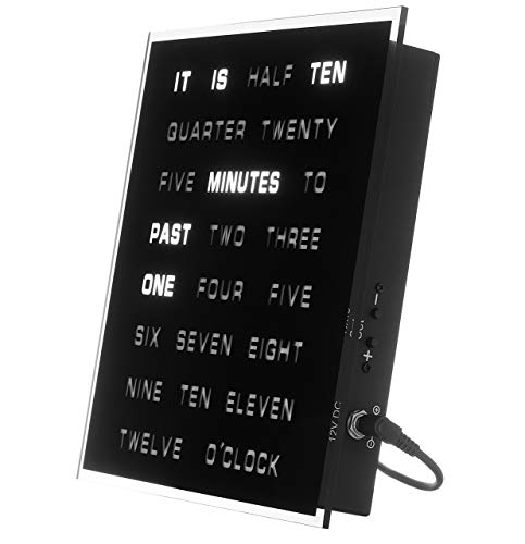LED Word Clock - Displays Time as Text - Powered by AC Adapter (8" x 8") (Certified Refurbished)