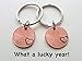 Double Keychain Set 2016 Penny Keychains With Heart Around Year; 9 Year Anniversary, Engraved Couples Keychain