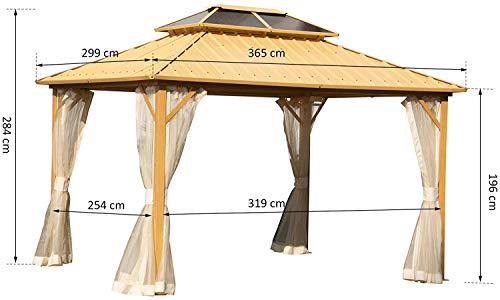 DNNAL Pavillon mit Seitenwänden, Außen Canopy Doppeldachgarten Pavillon Partyzelt für Außenhof Garden Villa (3,65 X 2,99… – Bild 8