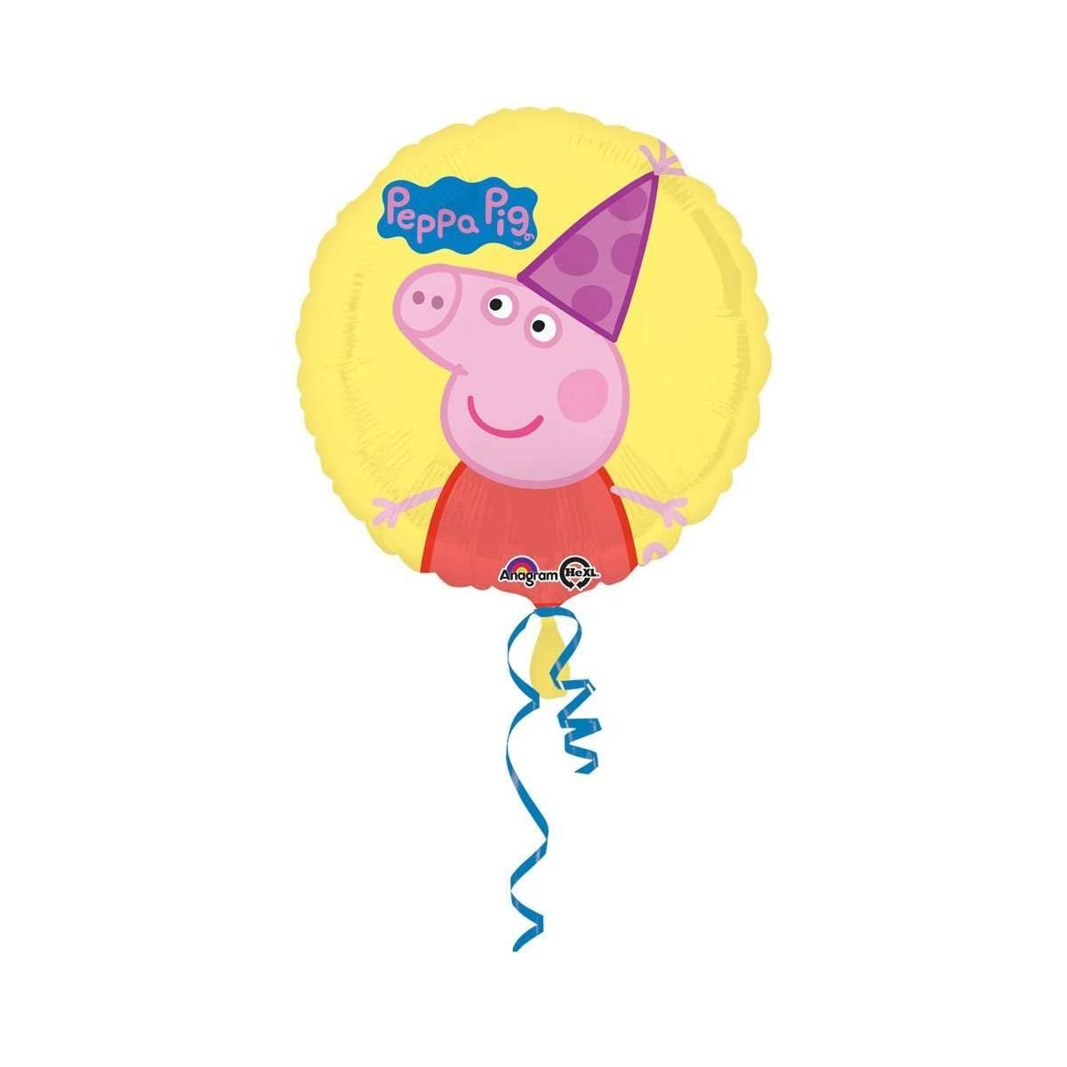 Yellow Round Foil Balloon with Peppa Pig Theme - 1 Pc.