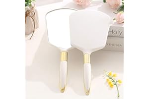 XPXKJ Handheld Mirror with Handle, for Vanity Makeup Home Salon Travel Use (white colour, square)