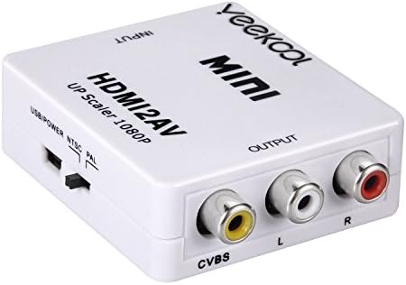 Yeekool UP Scaler 1080P HDMI to AV 3RCA CVBS Composite Video Audio Converter Adapter Supporting PAL/NTSC with USB Charge Cable for Laptop PC Xbox one PS3 PS4 Fire TV Blue-ray DVD Roku 4 Chromecast