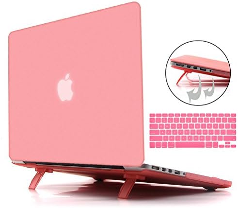MacBook Pro 13 Retina Case,Werleo Macbook Retina 13" Pink Soft-Skin Rubberized Hard Case with Foldable Stand &amp; Keyboard Cover for Macbook Pro 13.3" Retina Display A1502/A1425 Shell Cover NO CD-ROM